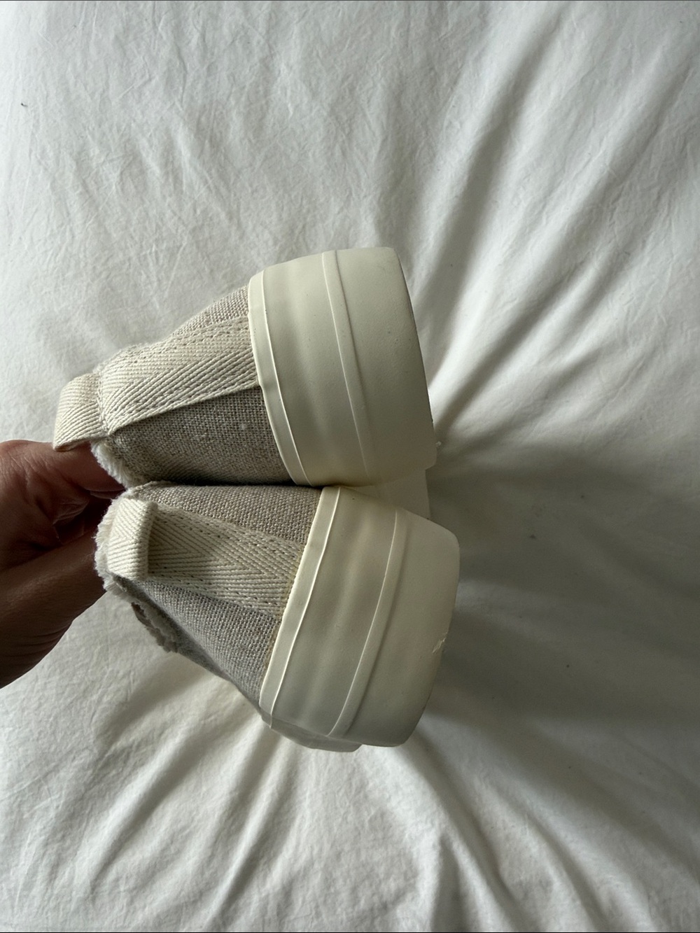 Zara Beige Canvas Platform Sneakers - Picture 5 of 7